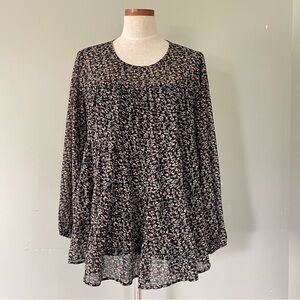 Jodifl Black floral baby doll top size Large preowned